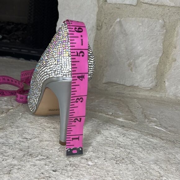 De Blossom collection Robin silver satin sparkling heels sz 7.5 - Picture 8 of 8